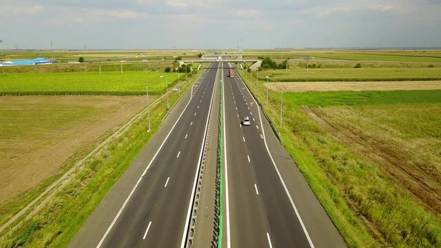 Romania A2 highway traffic aerial timelapse