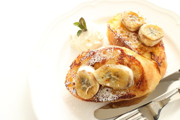 close up of banana french toast