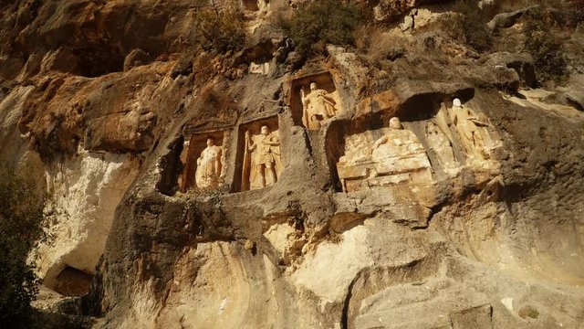 the Man Rocks Figures in Niches Adamkayalar Mersin Province Turkey