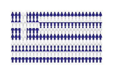 Greece population concept. group of stick figure people with national flag overlay. 3D Rendering