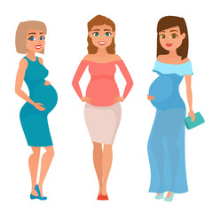 young pregnant woman, pregnancy female belly expecting beautiful future mother character