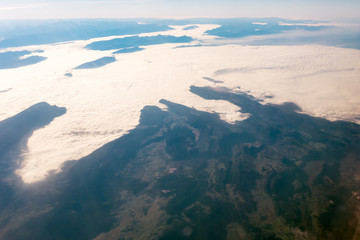 Sky and clouds from aircraft window