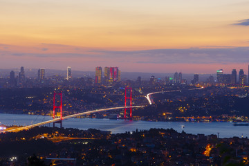 Fototapeta na wymiar The Bosphorus Bridge connecting Europe and Asia