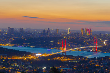 Istanbul Bosporus Bridge on sunset