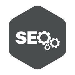 Icono plano SEO en hexagono gris