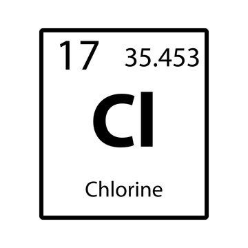 Chlorine periodic table element icon on white background vector