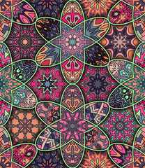 Seamless pattern. Vintage decorative elements. Hand drawn background. Islam, Arabic, Indian, ottoman motifs. Perfect for printing on fabric or paper.