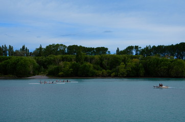 Fototapeta na wymiar Rowing Practice