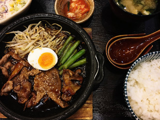 Close up of Japanese food.