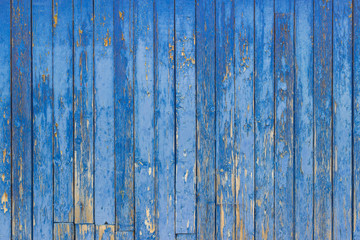 Fototapeta na wymiar Old wooden background with shabby blue paint