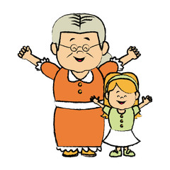 little girl and grandmother together family