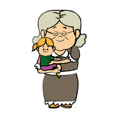 little girl and grandmother together family