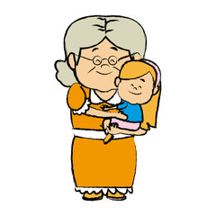 little girl and grandmother together family