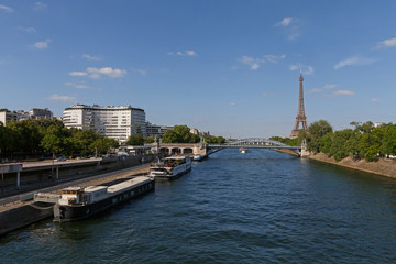 sight of Paris with Pont Rouelle and Eiffel tower