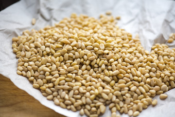 Pine nuts, close-up Cedar Pine nuts