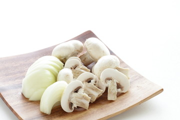 sliced onion and mushroom