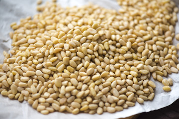 Pine nuts, close-up Cedar Pine nuts