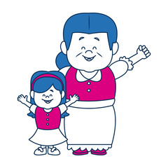 little girl and grandmother together family