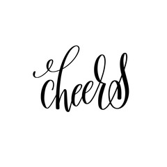 cheers black ink hand lettering calligraphy text