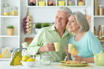 senior couple drinking tea