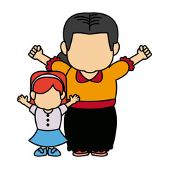 little girl and grandmother together family