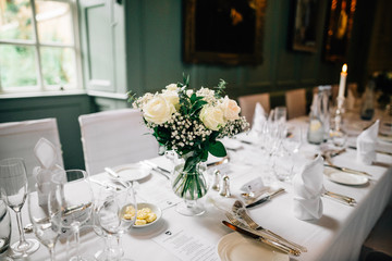 Roses on dining table
