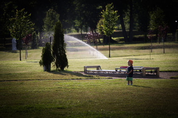 chłopczyk na trawie © igrek