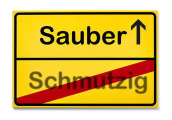 sauber schmutzig reinigung schild zeichen