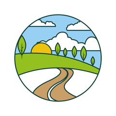beautiful landscape with way vector illustration design