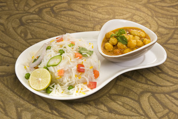 Vegetable Pulao with Chana Masala
