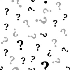 Question mark seamless pattern . Vector seamless pattern with question marks. Monochrome hipster background. Hand drawn random black punctuation marks.