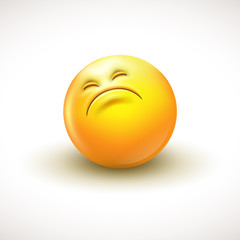 Fototapeta premium Cute curious emoticon, emoji - vector illustration