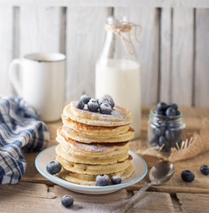 Stack  of pancakes with blueberry on a breakfast