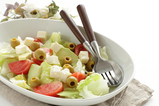 cheese and greem olive salad