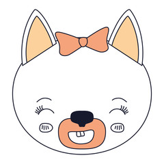 silhouette color sections face female cat animal smiling expression vector illustration