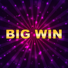 A big win. Online casino. Gambling. Gold text. For your design.