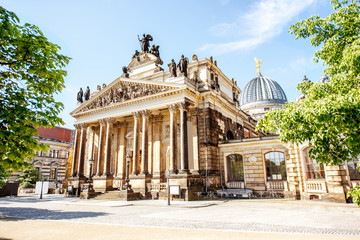 View on the University of arts building during the sunny weather in Dresden city, Germany