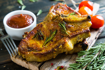 Roasted pork steak