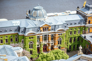Top view on the University building in Dresden city, Germany