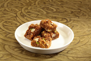 Sohan Halwa or brown Halwa Burfi Indian Sweet
