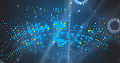 Fototapeta premium Neural network concept. Connected cells with links. High technology process. Abstract background