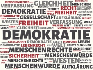 DEMOKRATIE - DIKTATUR - Bilder mit Wörtern aus dem Bereich Wertegemeinschaft, Wort, Bild, Illustration