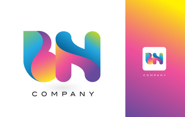 BN Logo Letter With Rainbow Vibrant Beautiful Colors. Colorful Trendy Purple and Magenta Letters Vector.