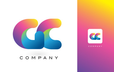 GC Logo Letter With Rainbow Vibrant Beautiful Colors. Colorful Trendy Purple and Magenta Letters Vector.