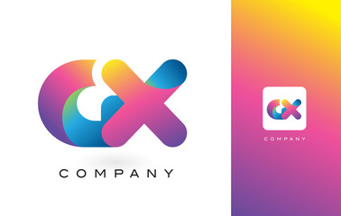 GX Logo Letter With Rainbow Vibrant Beautiful Colors. Colorful Trendy Purple and Magenta Letters Vector.