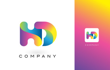 HD Logo Letter With Rainbow Vibrant Beautiful Colors. Colorful Trendy Purple and Magenta Letters Vector.