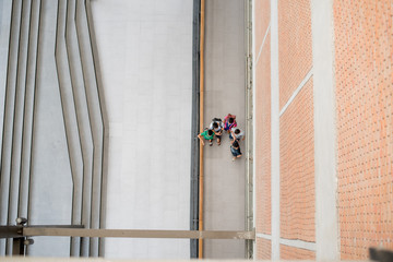 top view people on walkway