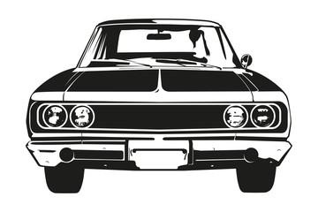Vintage American Muscle Car Silhouette from the 1960s