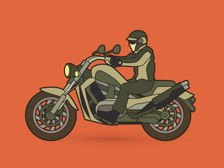 Fototapeta na wymiar A man riding motorbike graphic vector