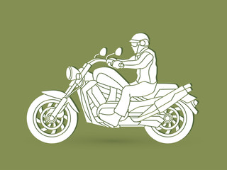 A man riding motorbike graphic vector